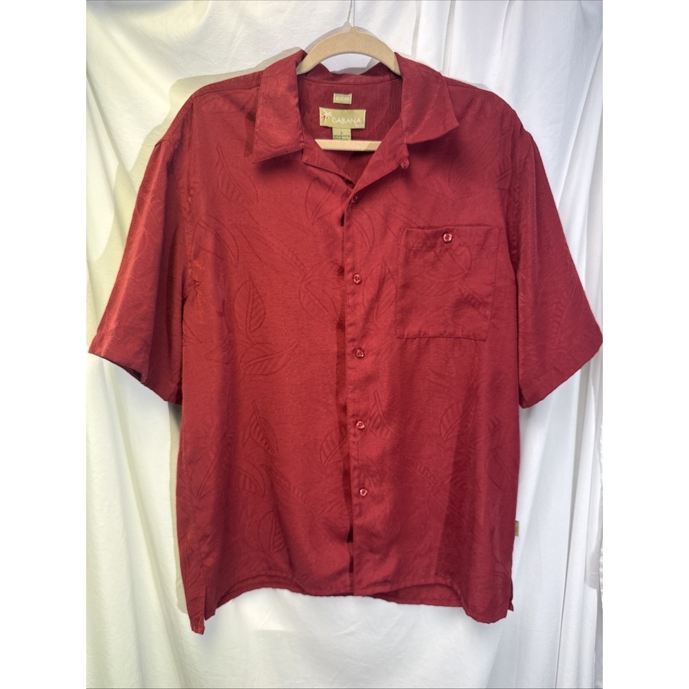 Cabana by CDF Hawaiian Shirt Men's Large Polyester Short Sleeve Cruise Beach